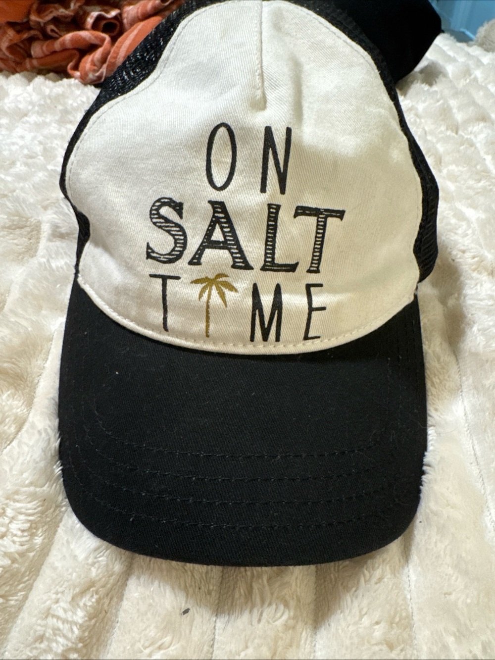 Salt life White and Black "On Salt Time" Decorative Cap